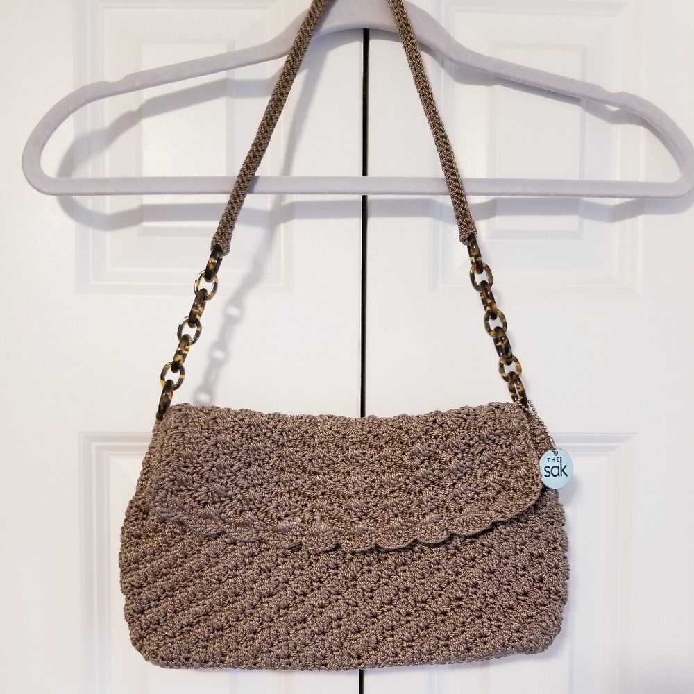 The Sak crochet with faux tortoiseshell chain bag